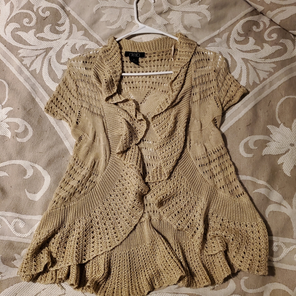 Deb Beige Ruffled Knit Blouse